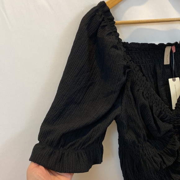 Anthro Pilcro Puff Sleeved Crop Top in Black size L NWT - Picture 6 of 16
